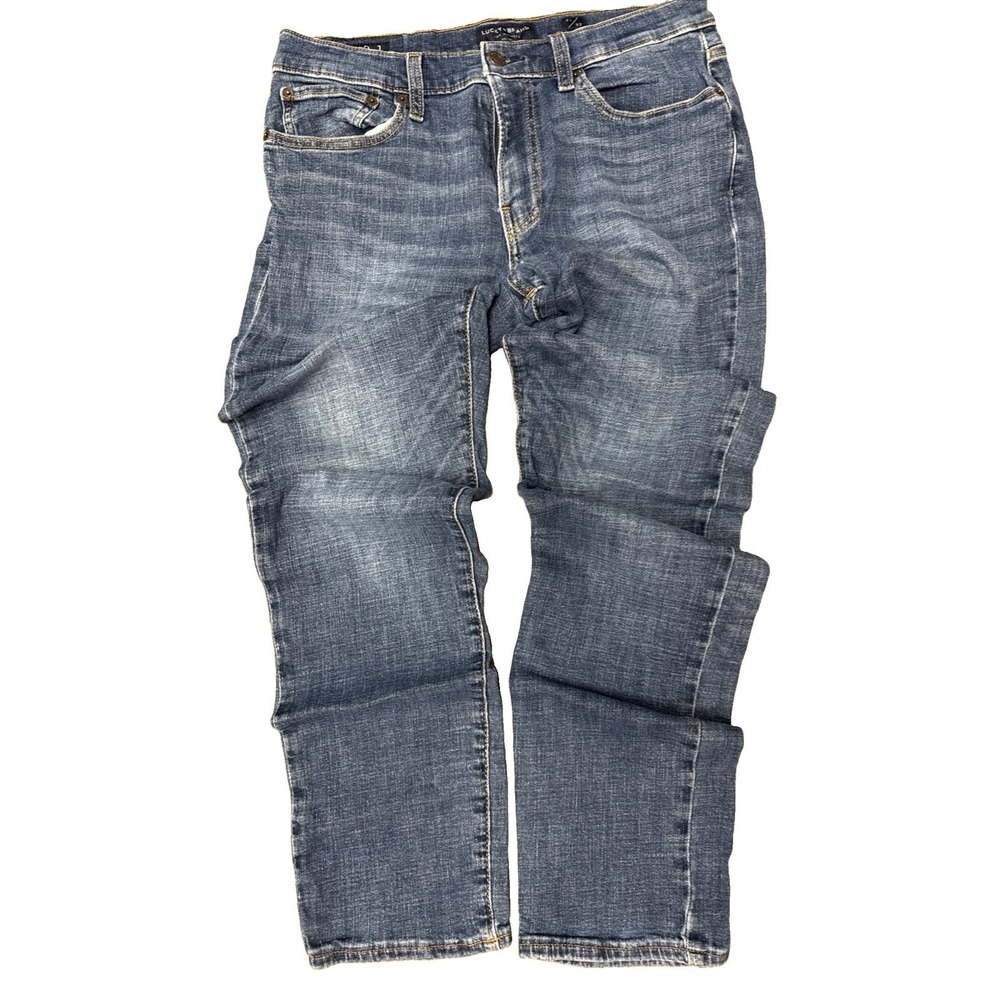 Lucky Brand 121 Slim Straight Jeans Mens 31x32 Blue Stretch Denim Medium Wash